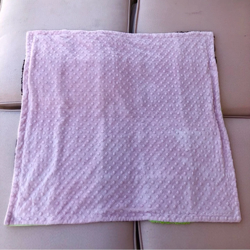 Lot Of 1 Baby Girl Pink Brown Green Cotton Quilt and 1 Soft Blanket Patchwork
